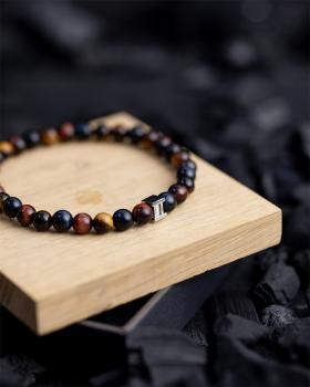 Preview: Armband mit 6 mm Tigerauge-Stein in 3 Farben - 3 Colours 6mm